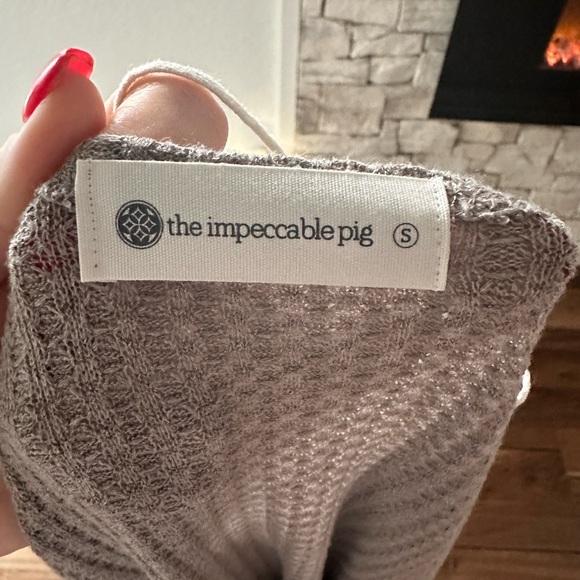 The Impeccable Pig Tan Waffles Knit Open Cardigan Tunic Sz: Small - Picture 5 of 7